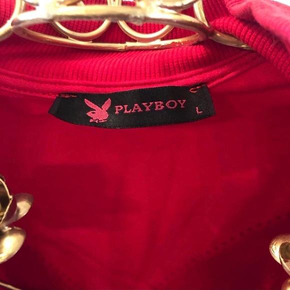 Y2k Red rhinestone Playboy zip-up sweatshirt size Large - Picture 4 of 4